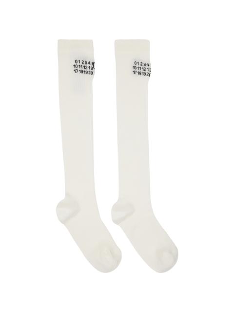 MM6 Maison Margiela Off-White Knee-High Socks