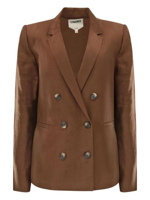 L'AGENCE double-breasted linen-blend blazer