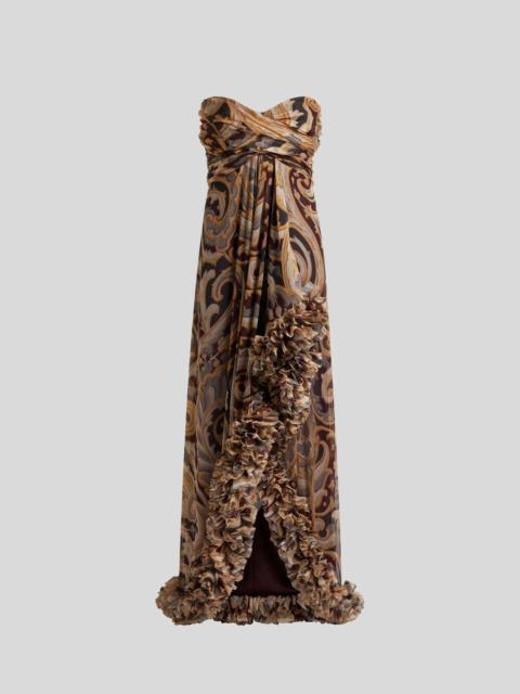 Etro PRINTED SILK DRESS WITH RUCHING