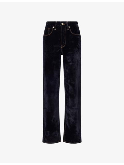 GOOD AMERICAN Good Icon Straight-Leg Velvet Stretch-Cotton Blend Jeans