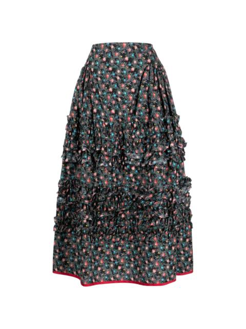 Molly Goddard floral-print midi skirt