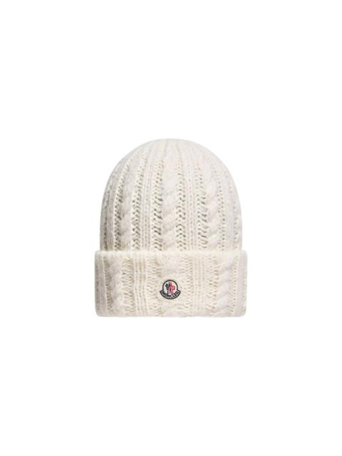 Moncler Cable Knit Wool Blend Beanie "White" MON132