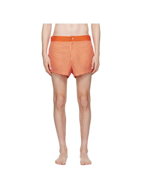 Jean Paul Gaultier Orange Gingham Swim Shorts