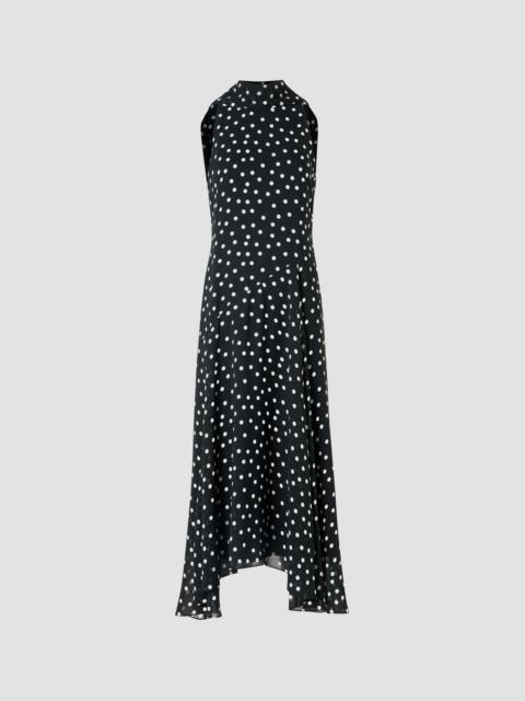 AKRIS Women's Polka Dot Georgette Midi Dress - Black Cream