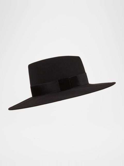 EUGENIA KIM Harlowe Wool Panama Hat w/ Velvet Ribbon