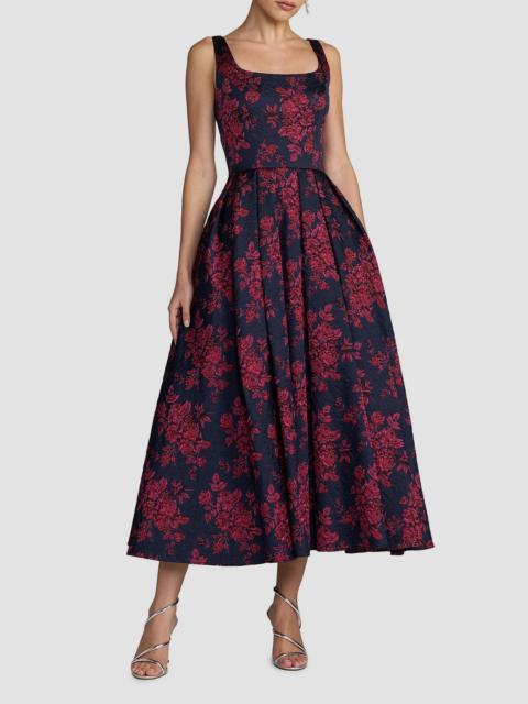 MAC DUGGAL Women's Floral Brocade Tea-Length Cocktail Dress - Fuchsia Multi
