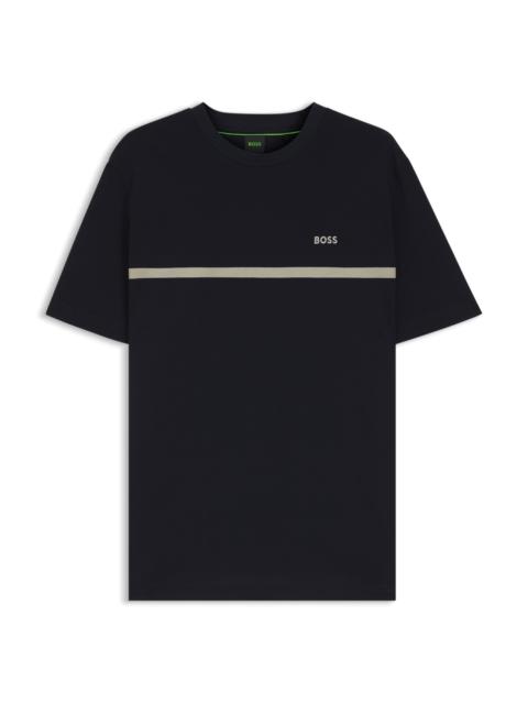BOSS COTTON T-SHIRT WITH LOGO AND STRIPE