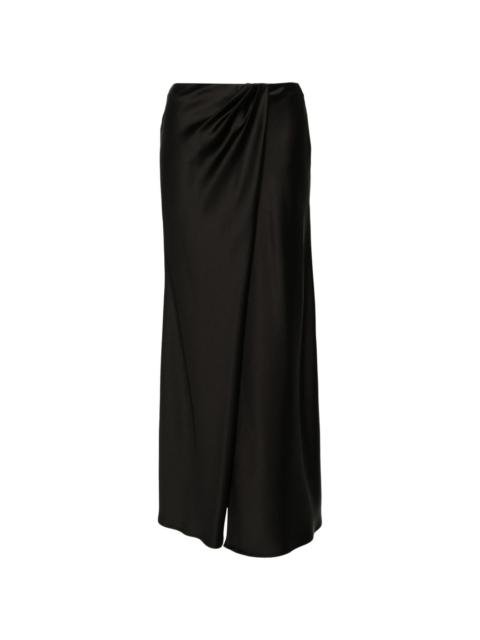 draped satin maxi skirt
