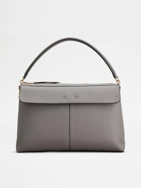 Tod's TOD'S T CASE BAULETTO IN LEATHER MEDIUM - GREY