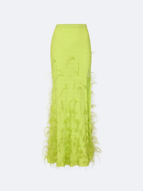 LAPOINTE Matte Viscose Skirt With Feathers