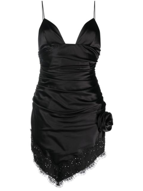 Alessandra Rich rose-appliqué asymmetric minidress