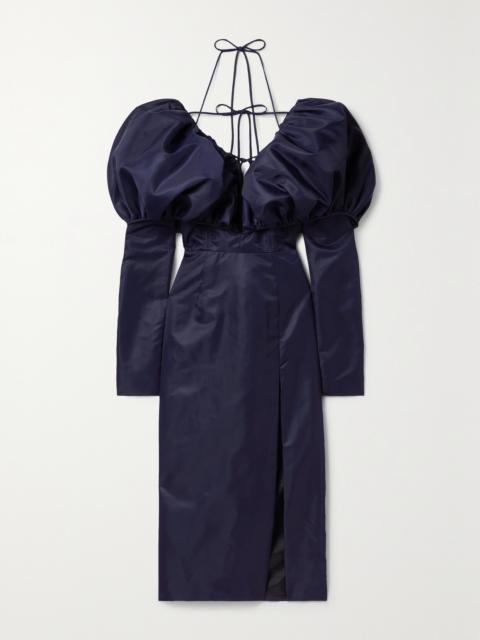 LaQuan Smith Faille Halterneck Midi Dress