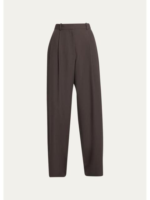 The Row Lowe Pleated Wool Relaxed-Leg Pants