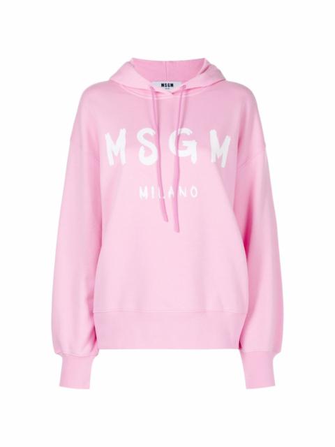 MSGM logo-print cotton hoodie