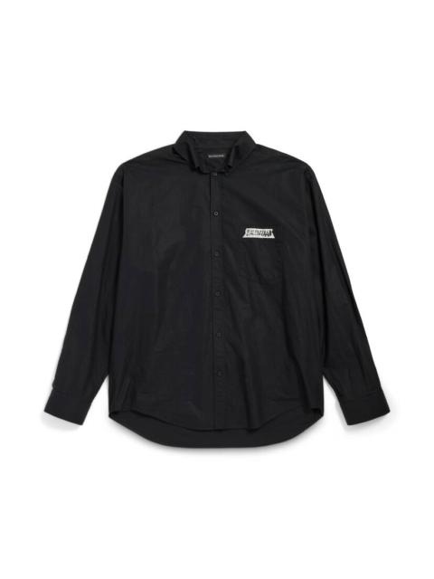 BALENCIAGA Men's Masking Tape Long Sleeve Shirt Large Fit in Black