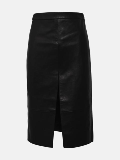 KHAITE Freser black leather skirt