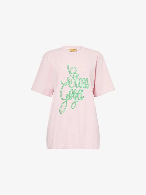 STINE GOYA Graphic Text-Print Short-Sleeve Cotton-Jersey T-Shirt
