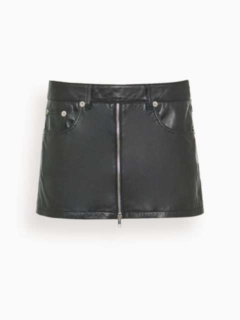 R13 Front Zip Leather Skort in Black