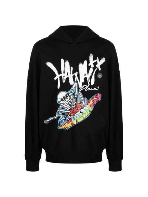 graphic-print pullover hoodie