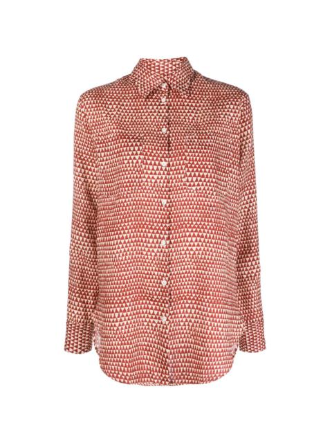 massimo alba linen graphic-print shirt