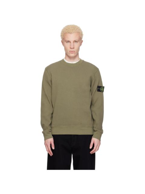 Stone Island Khaki 6100056 Organic Cotton Waffle Fleece Sweatshirt