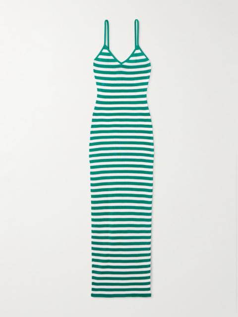 Dolce & Gabbana Striped Ribbed-knit Midi Dress