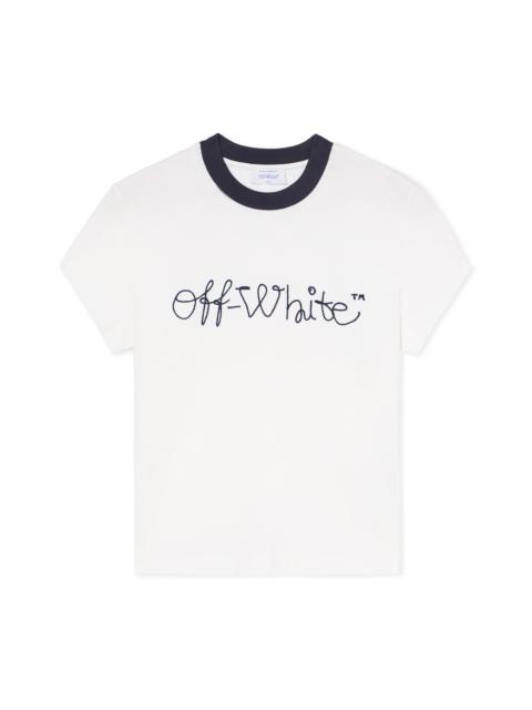 Off-White Embroidered Script Logo Fitted Logo Tee