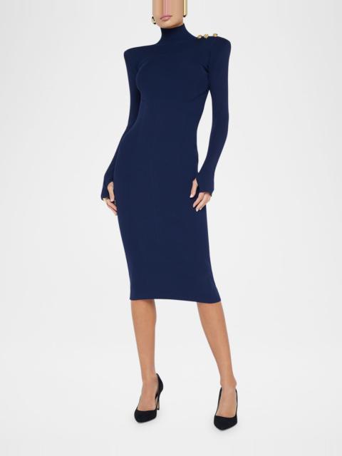 Larelle Mock-Neck Ribbed Bodycon Dress