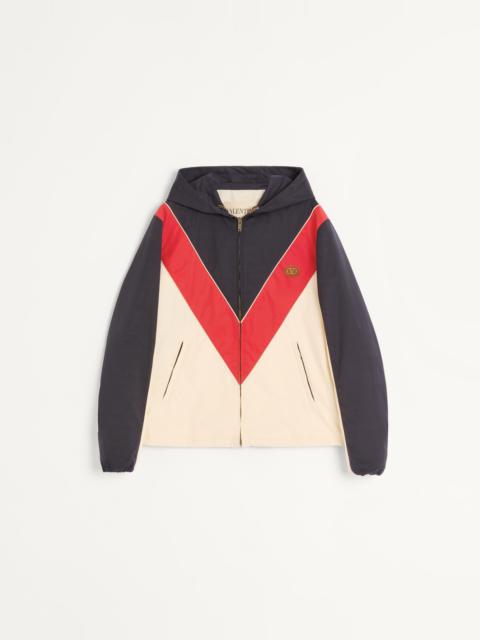 Valentino NYLON HOODED WINDBREAKER WITH VLOGO PATCH