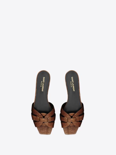 SAINT LAURENT tribute mules in lizard-embossed leather