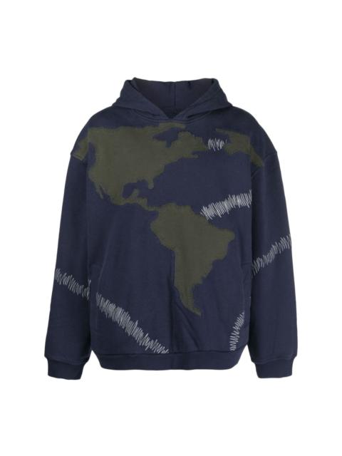 WHO DECIDES WAR decorative-stitching cotton hoodie