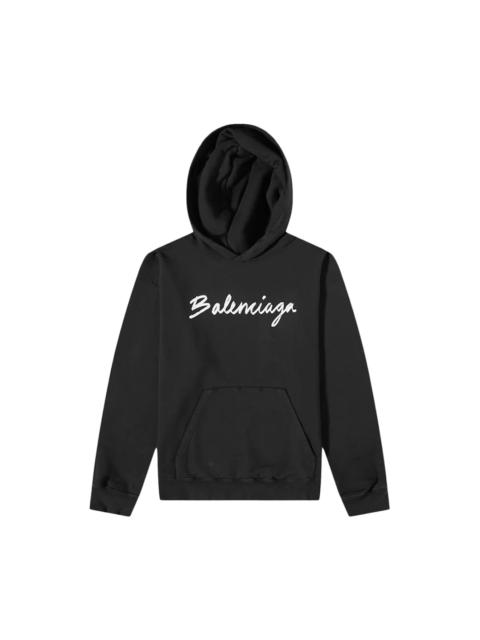 BALENCIAGA Balenciaga 'Script Logo' Oversized Wide Fit Hoodie (Black)