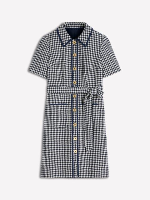 BODEN Loren Trim Short Dress-Navy Dogtooth