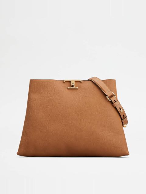 Tod's T TIMELESS SHOULDER BAG IN LEATHER MEDIUM - BROWN