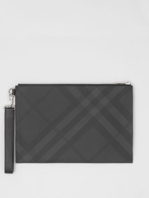 Burberry London Check and Leather Zip Pouch