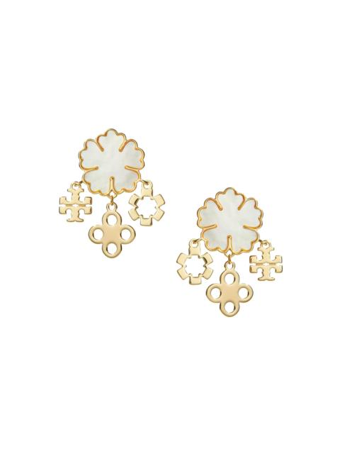 TORY BURCH Women's Clover 18K-Gold-Plated & Mother-Of-Pearl Drop Earrings - Tory Gold Mother Of Pearl