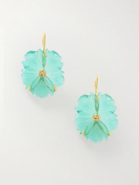 LIZZIE FORTUNATO New Bloom Enamel Gold-plated, Glass And Lemon Quartz Earrings