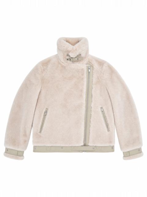 The Kooples ECRU FAUX FUR BOMBER JACKET