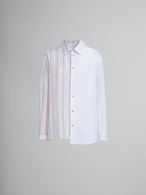 WHITE AND STRIPED ORGANIC COTTON PATCHWORK SHIRT