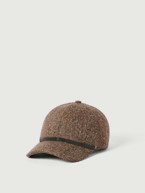 Brunello Cucinelli Virgin wool donegal baseball cap with shiny band