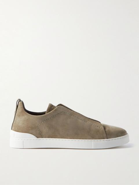 ZEGNA Triple Stitch™ Suede Slip-On Sneakers Brown