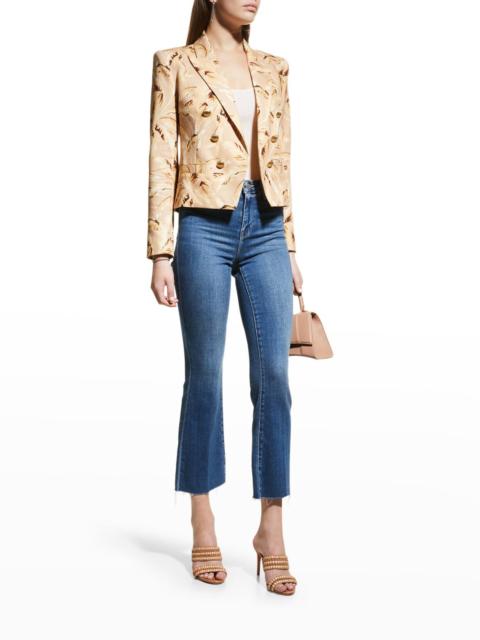 L'AGENCE Kendra High-Rise Crop Flare Jeans with Raw Hem