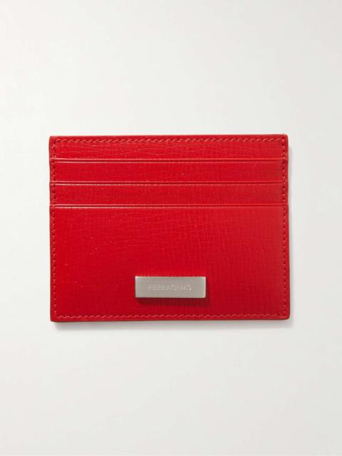 FERRAGAMO Gancini Logo-Embellished Textured-Leather Cardholder