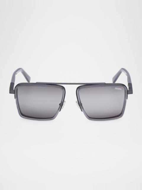 ZEGNA Men's Metal Aviator Sunglasses