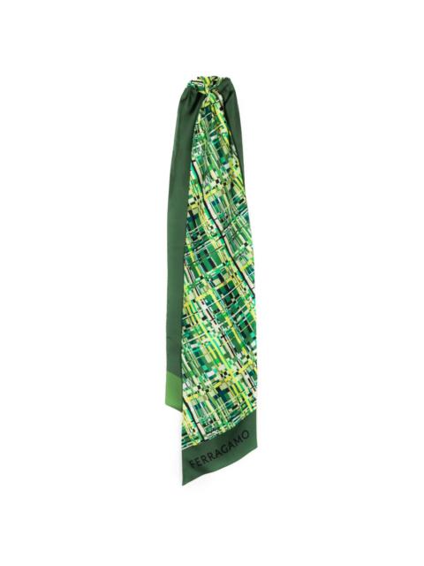 check-pattern silk scarf