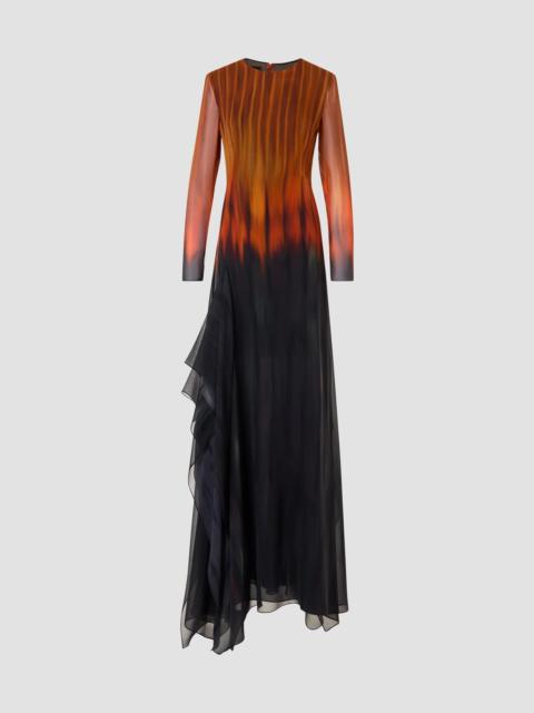 AKRIS Women's Silk Ombré Asymmetric A-Line Maxi Dress - Coffee Vicuna