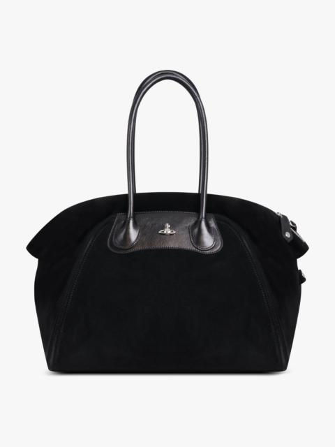 Vivienne Westwood SHIRLEY SUEDE HOLDALL TOTE BAG | BLACK