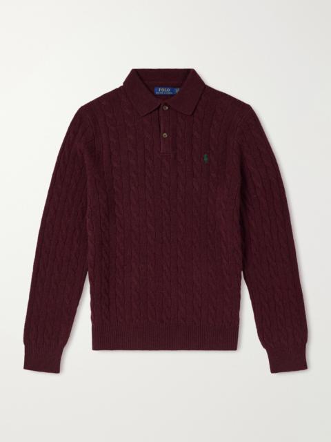 Polo Ralph Lauren Logo-Embroidered Cable-Knit Wool and Cashmere-Blend Polo Shirt