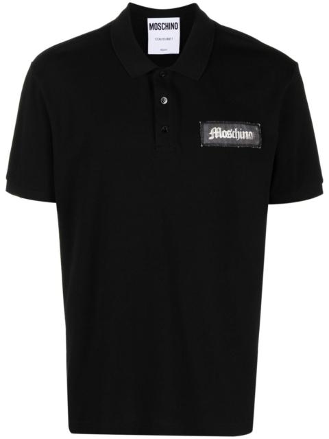 Moschino logo-patch short-sleeve cotton polo shirt