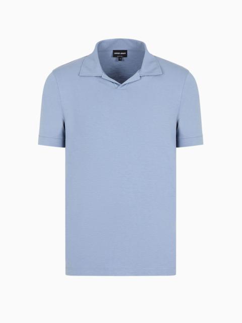 GIORGIO ARMANI Stretch viscose jersey short-sleeved polo shirt